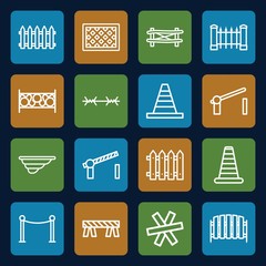 Set of 16 barrier outline icons