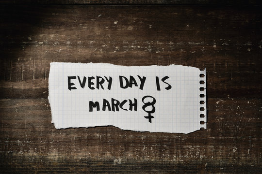 text every day is march 8 in a piece of paper