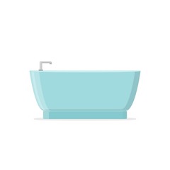 Beautiful luxury blue modern bathtub decoration interior in flat style isolated on white background. Vector Illustration