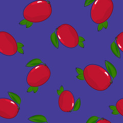 Seamless Pattern of Mango , Tropical Fruit on Purple Background, Vector Illustration