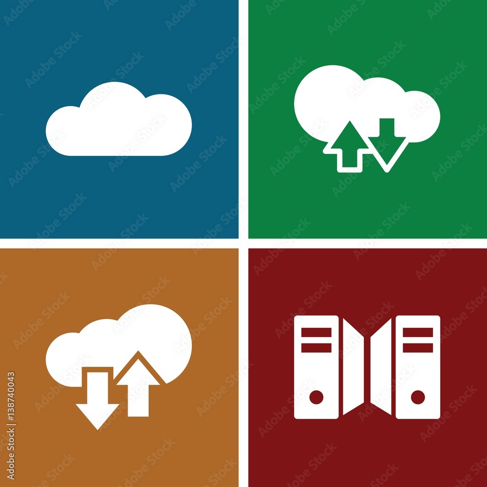 Poster set of 4 hosting filled icons