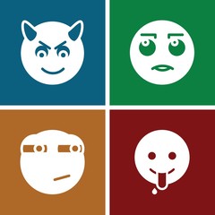 Set of 4 emoticon filled icons