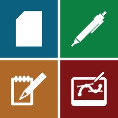 Set of 4 pen filled icons