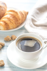 Croissants with cup of coffee