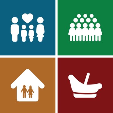 Set of 4 family filled icons