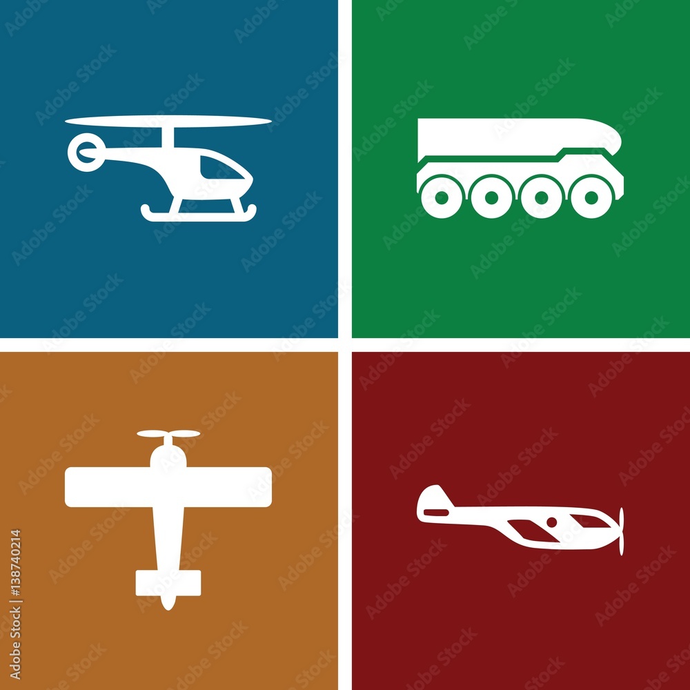 Poster Set of 4 helicopter filled icons