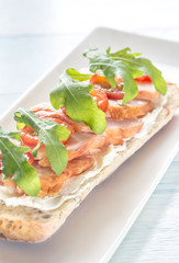 Sandwich with cream cheese and chicken