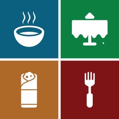 Set of 4 dinner filled icons