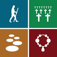 Set of 4 stone filled icons