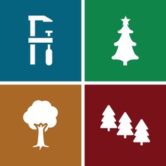 Fototapeta na wymiar Set of 4 forest filled icons
