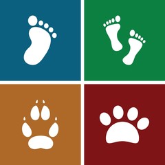 Set of 4 footprint filled icons