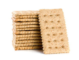 stack of grain crispbreads isolated on white background