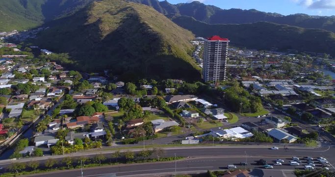 Aerial video of Hawaii Kai neighborhood 4k 30p