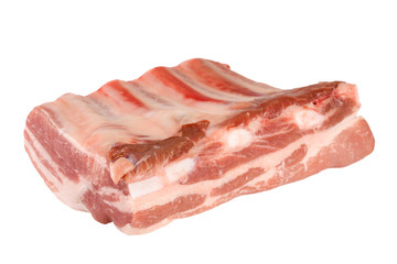 piece of pork ribs isolated on white background