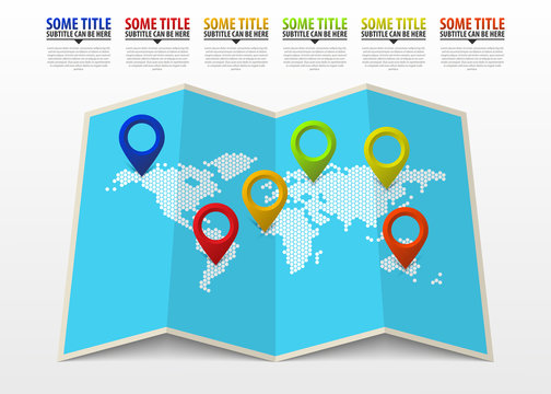 World map with pointer marks. Infographic template