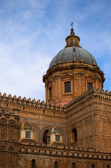 Fototapeta premium PALERMO, ITALY–03 January 2017: One of the main attractions of city - Palermo Cathedral. Enormous dome of the cathedral. Palermo. Sicily