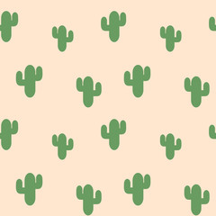 cute green cactus succulent plants on pink background seamless vector pattern illustration

