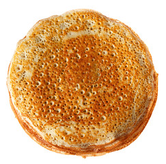 The top view on pancakes with holes.