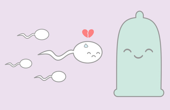 cute cartoon contraception concept vector illustration

