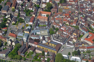Obraz premium aerial view of the downtown area of Lahr, Ortenau in Baden Germany
