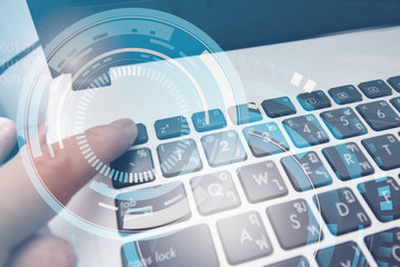 Push button on keyboard computer techonology digital