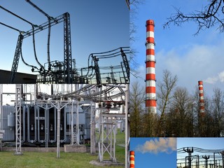 thermal power, collage, energy, heating