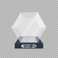 vector illustration of transparent hexagon for Trophy on a stand