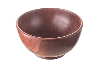 wooden bowl isolated on white background