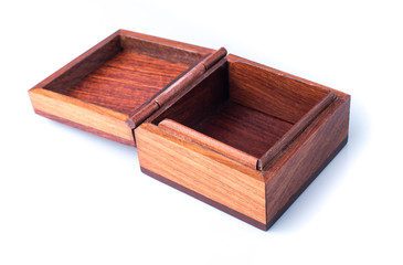 Wood box empty isolated on white background