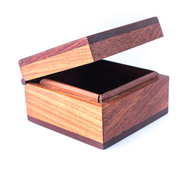 Wood box empty isolated on white background