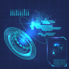 vector illustration of Magnifying Glass scanning and identifying,  Antivirus protection and computer security concept