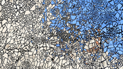 Mosaic Glass background in blue and grey color