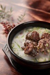 Sundae-gukbap.  Korean Sausage and Rice Soup.