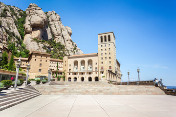 Fototapeta premium Santa Maria de Montserrat Abbey on the mountain of Montserrat, near Barcelona, Catalonia, Spain.