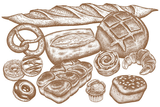 Bakery products set.