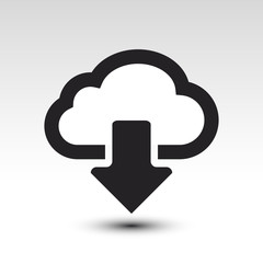 Cloud Download Icon Vector Illustration. Cloud computing data storage Icon.