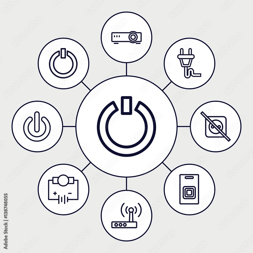 Poster set of 9 switch outline icons