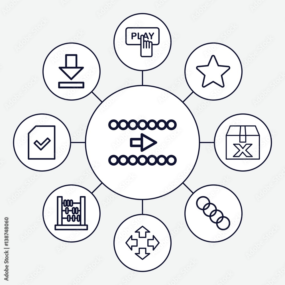 Poster set of 9 interface outline icons