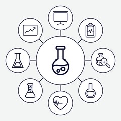 Set of 9 analysis outline icons