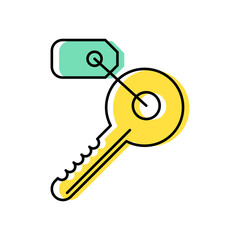 Key line icon with a tag.