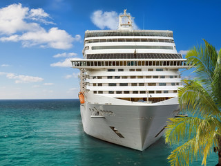 Luxury Cruise Ship Sailing from Port