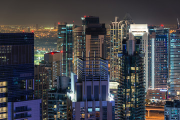 Night scene of Dubai skyline