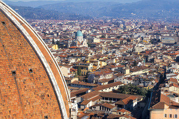 top view  from Giottos bell tower over old Florence
