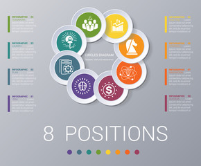 Circles diagram Elements Template infographics 8 positions