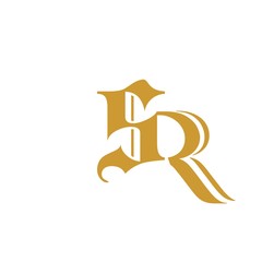 initial letter SR gold color logo vector