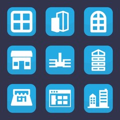 Set of 9 window filled icons