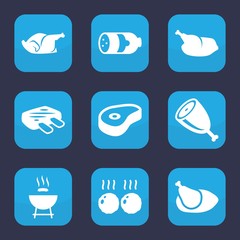 Set of 9 grilled filled icons