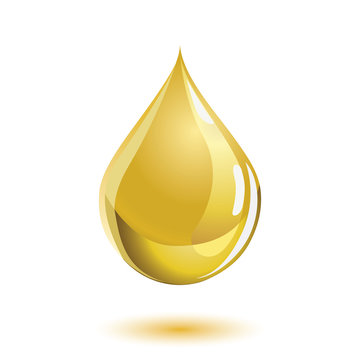 Golden Colored Liquid Drop Icon, Representing Cooking Oil Or Honey.