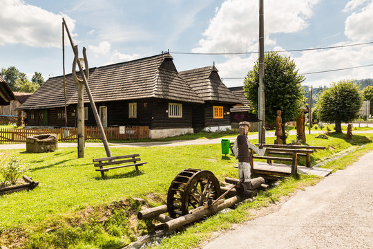 View of rural houses in the small town Podbiel