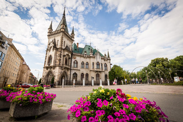 View of historical buildings in the old town part of Kosice in Slovakia